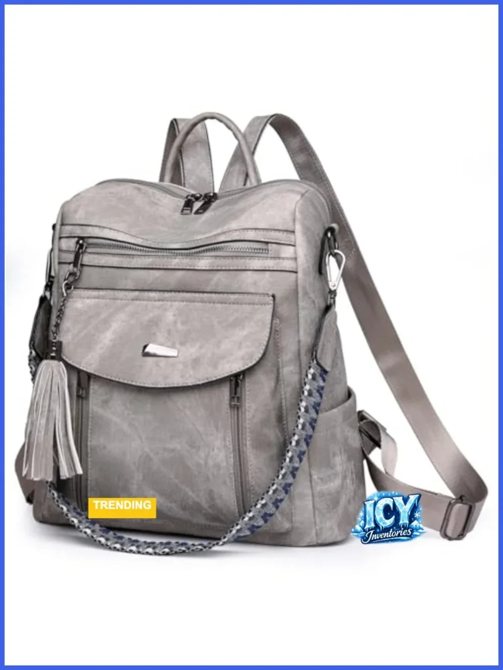PU Leather Small Backpack for Women Fashion Tassel Mini Backpack Purse Travel